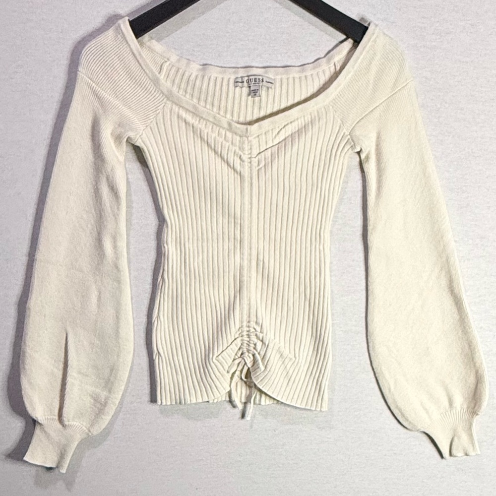 GUESS Champagne Longsleeve Sweater with Adjustable Ruched Front